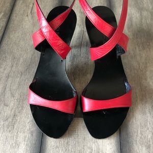 💃🏻Sexy Red Leather Strappy Heels Size 7👠